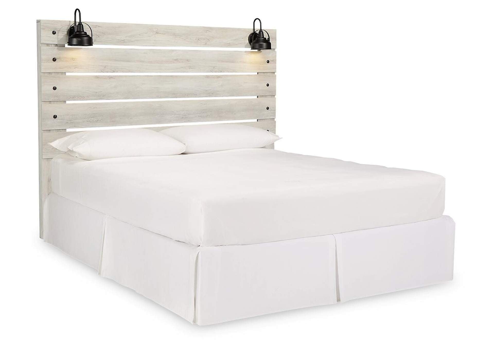 Cambeck King Panel Headboard Bed with Mirrored Dresser, Chest and 2 Nightstands angled view