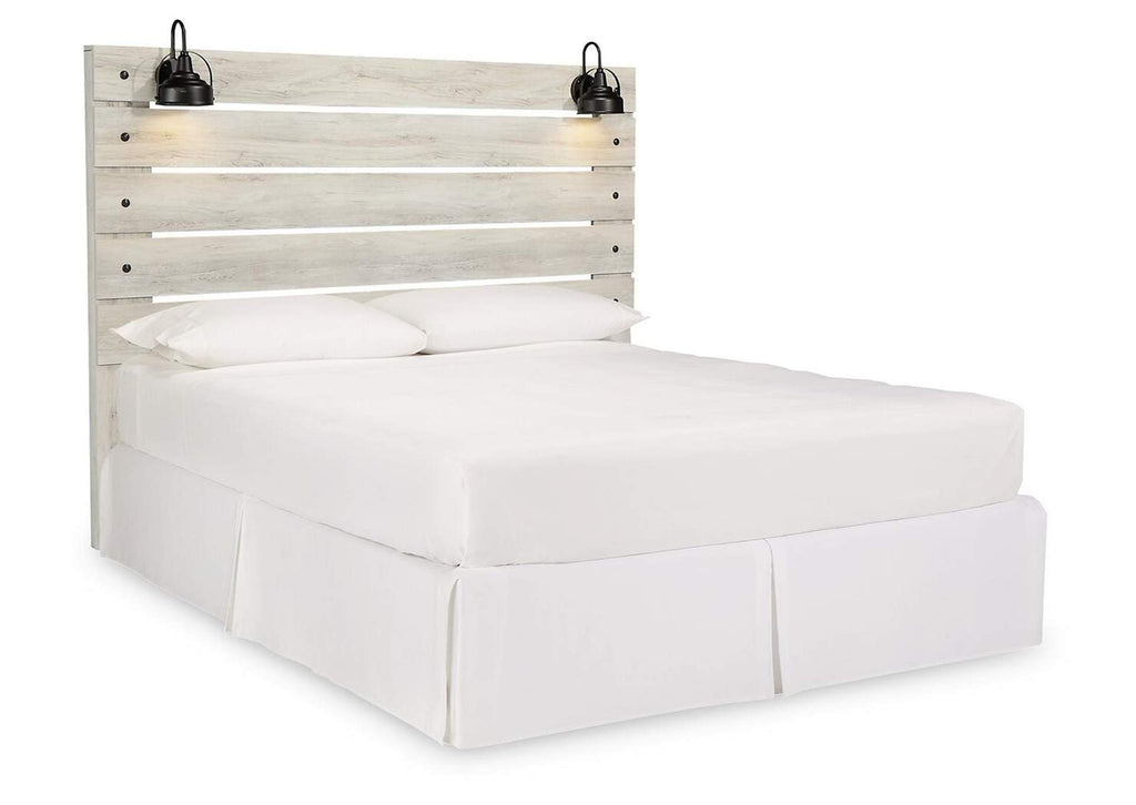 Cambeck King Panel Headboard Bed with Mirrored Dresser, Chest and Nightstand angled view