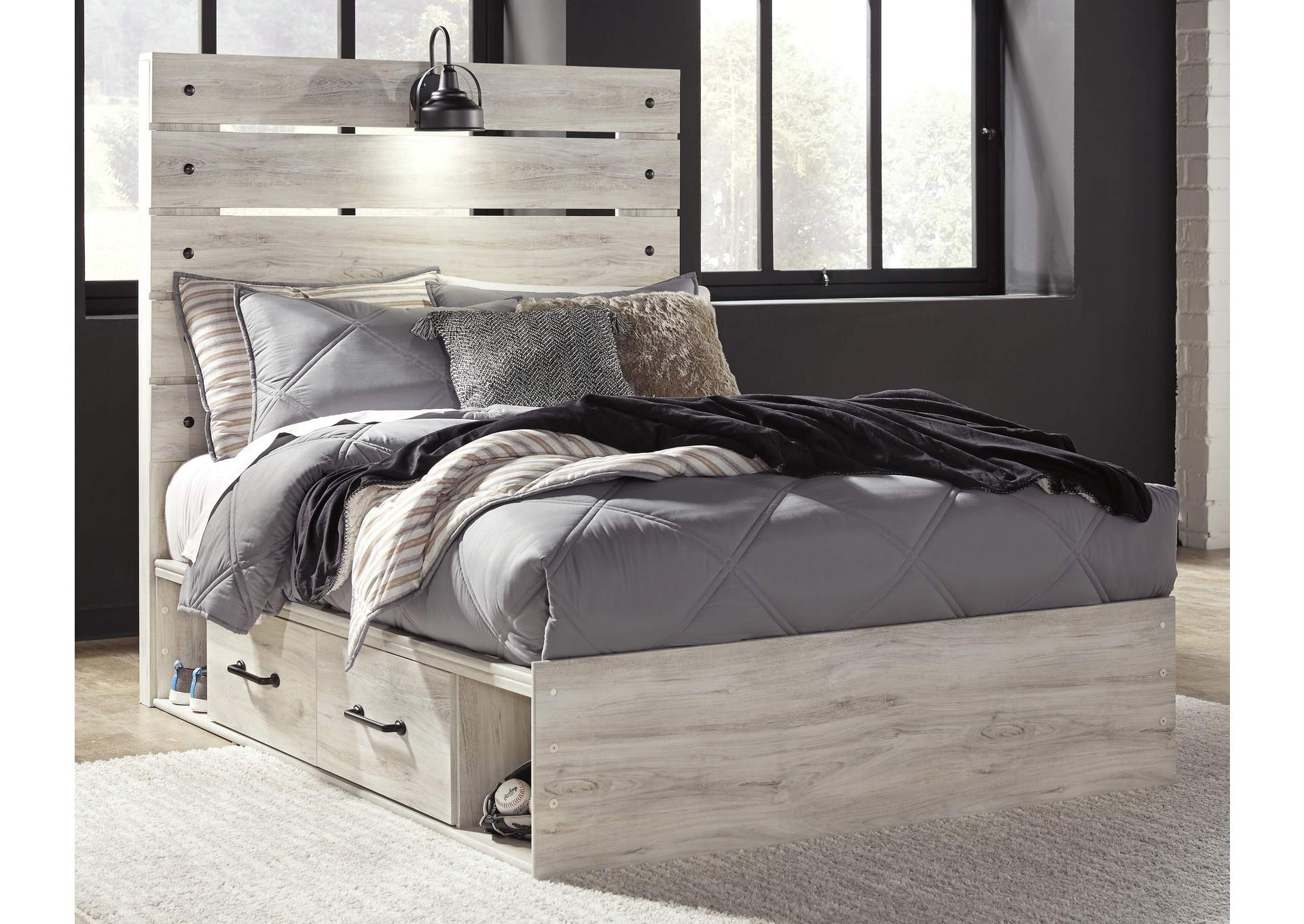 Cambeck Full Panel Bed with 2 Storage Drawers with Dresser room view