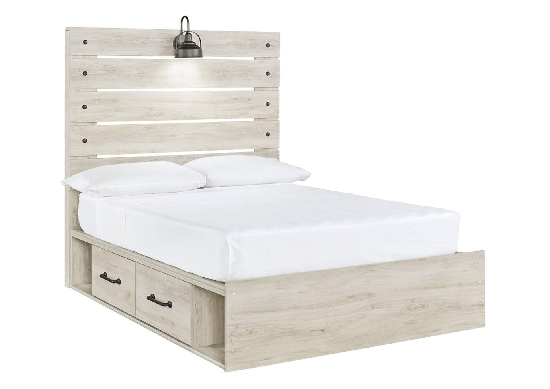Cambeck Full Panel Bed with 4 Storage Drawers with Dresser angled view
