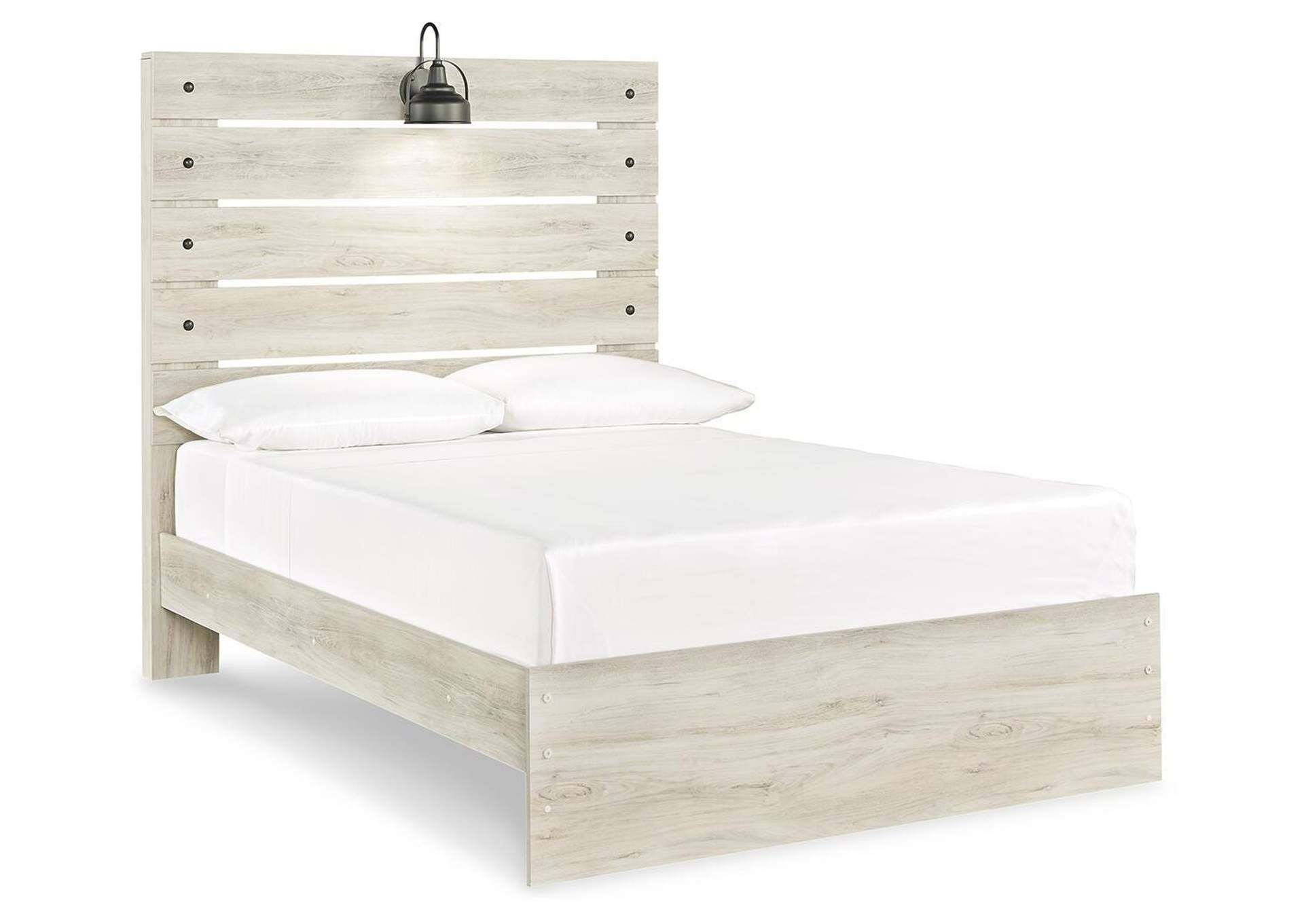 Cambeck Full Panel Bed with Mirrored Dresser and 2 Nightstands angled view
