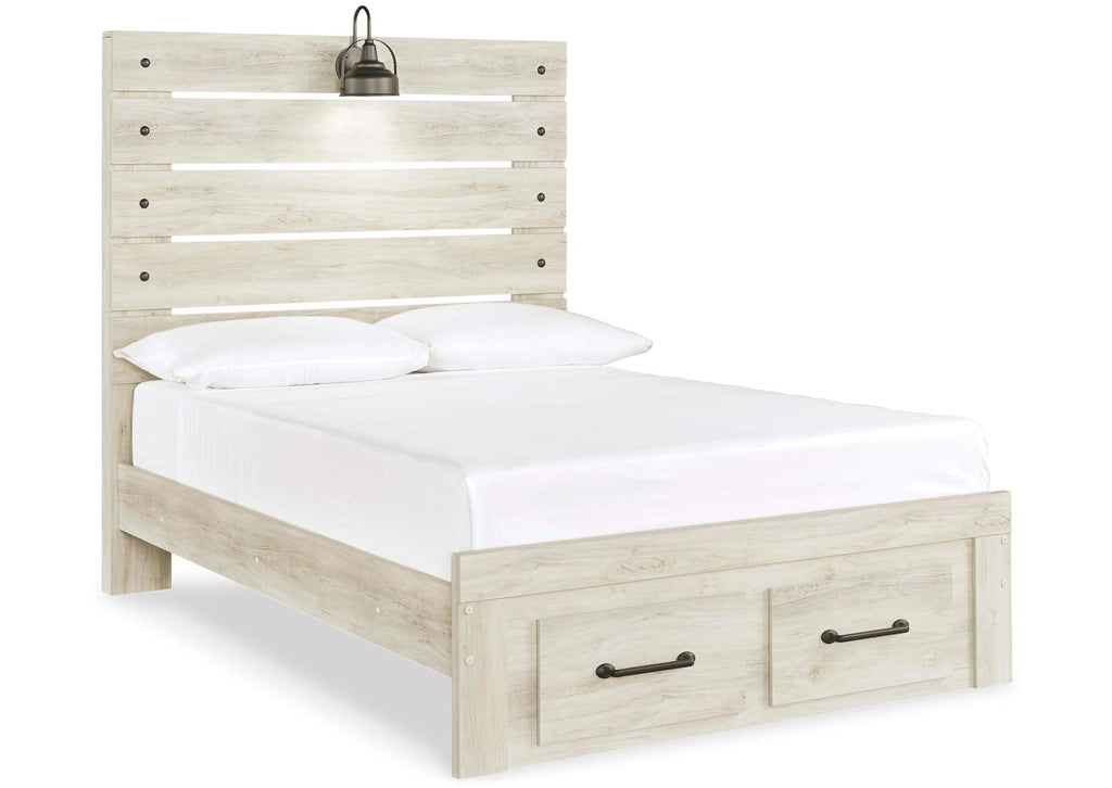 Cambeck Full Panel Bed with 2 Storage Drawers with Dresser angled view