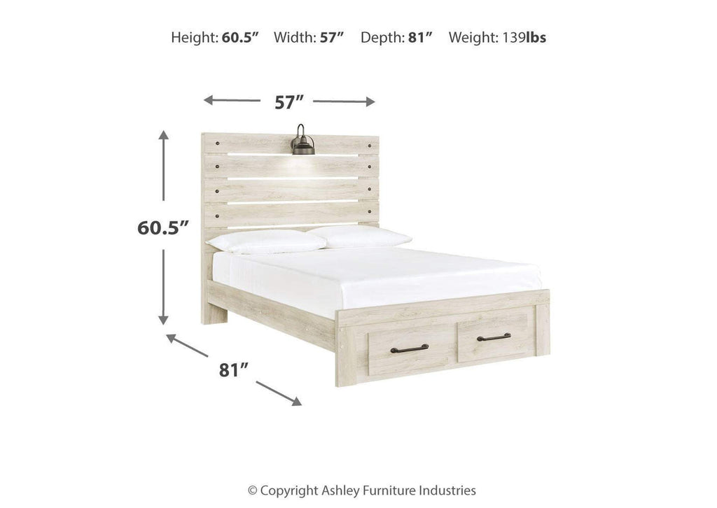 Cambeck Full Panel Bed with 2 Storage Drawers dimensions
