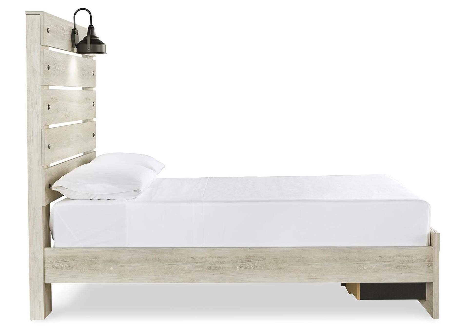Cambeck Full Panel Bed with 2 Storage Drawers side view