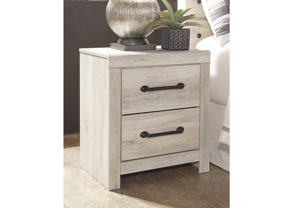 Cambeck Full Panel Bed with 2 Storage Drawers with Mirrored Dresser and 2 Nightstands room view