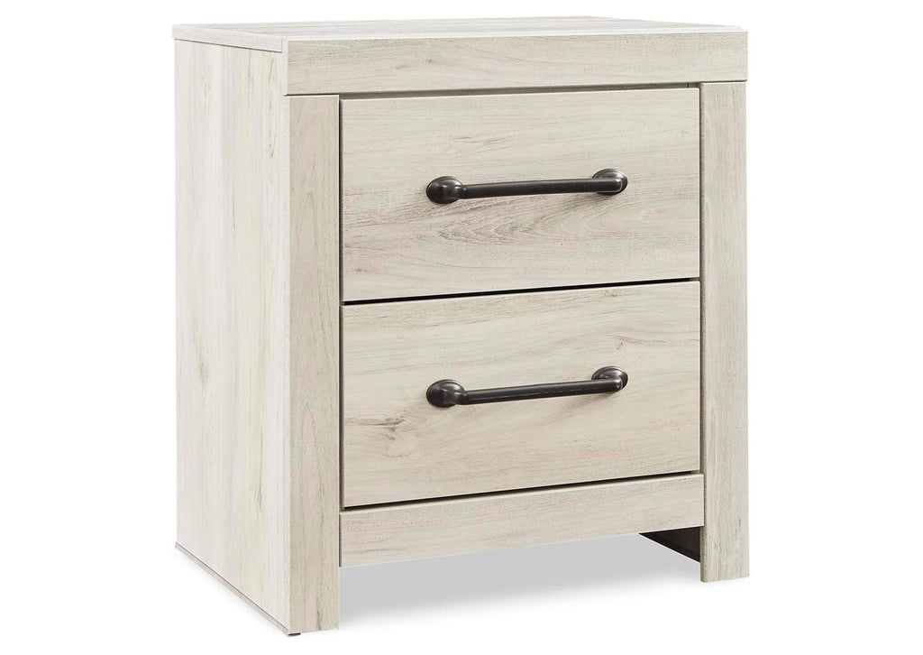 Cambeck Queen Panel Headboard Bed with Mirrored Dresser and 2 Nightstands angled view