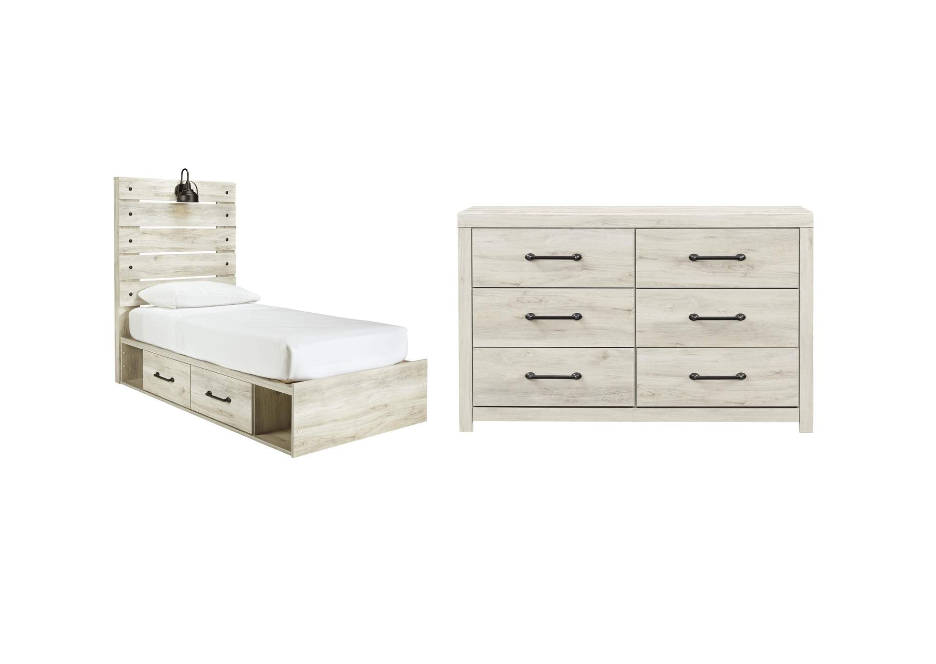 Cambeck Twin Panel Bed with 2 Storage Drawers with Dresser