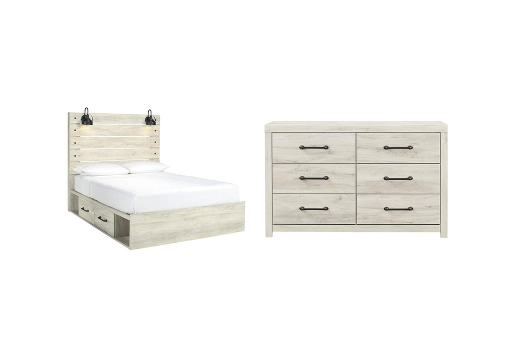 Cambeck Queen Panel Bed with 2 Storage Drawers with Dresser