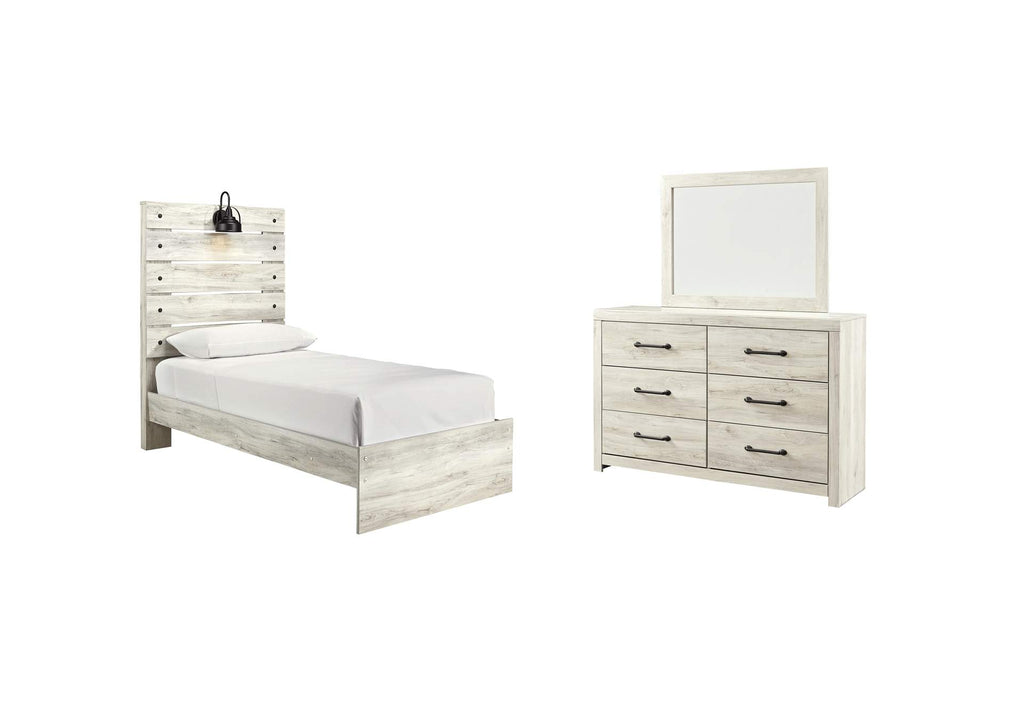 Cambeck Twin Panel Bed with Mirrored Dresser
