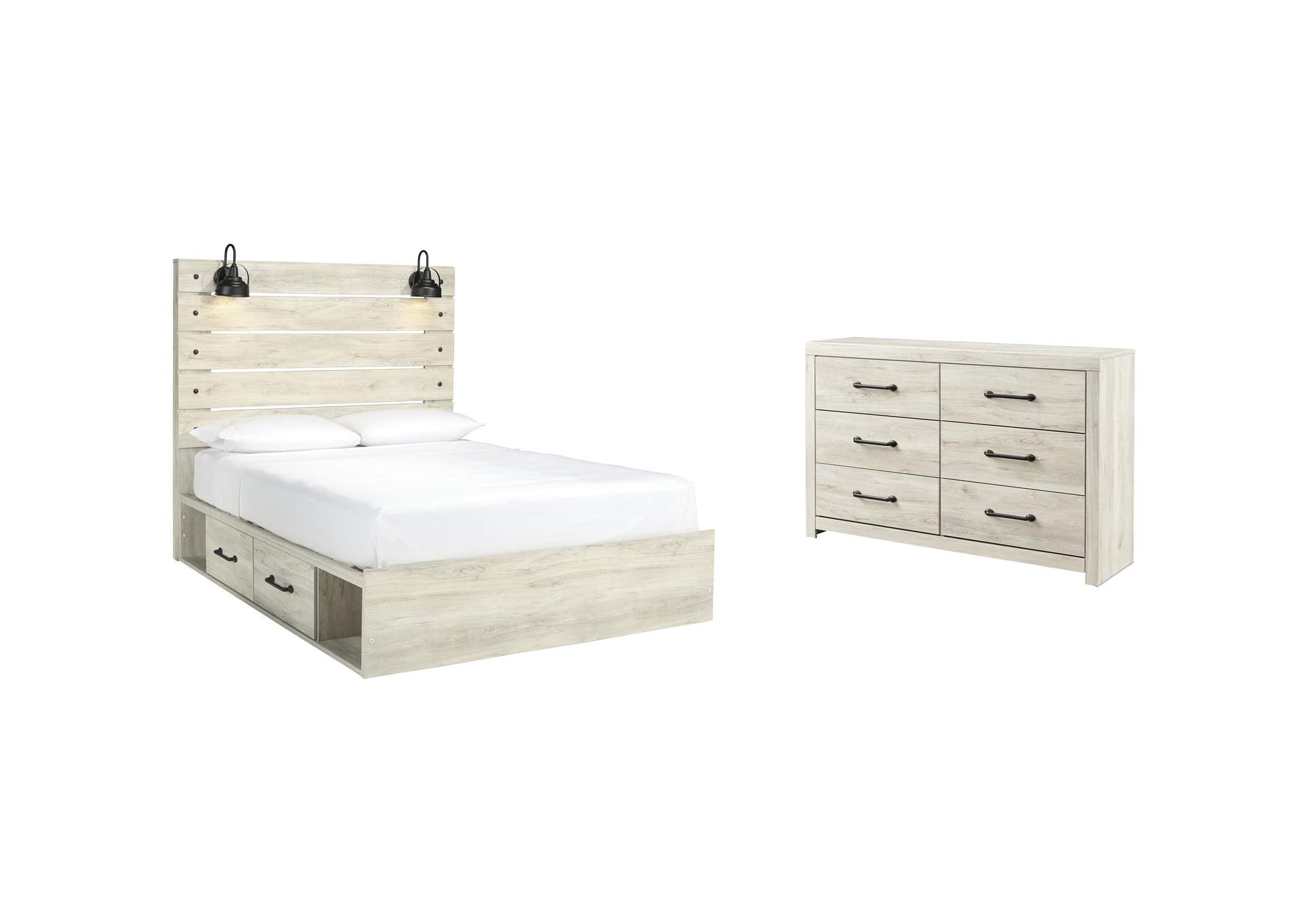 Cambeck Queen Panel Bed with 4 Storage Drawers with Dresser
