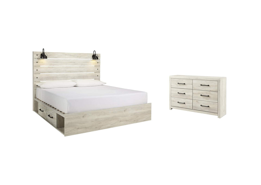 Cambeck King Panel Bed with 4 Storage Drawers with Dresser