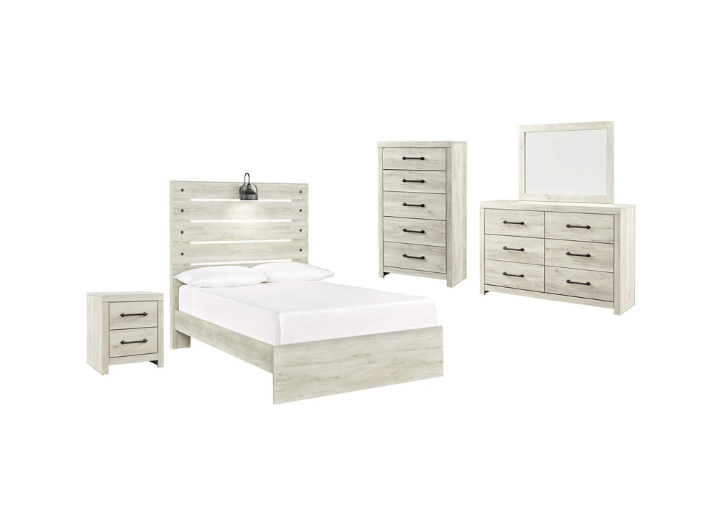 Cambeck Full Panel Bed with Mirrored Dresser, Chest and Nightstand