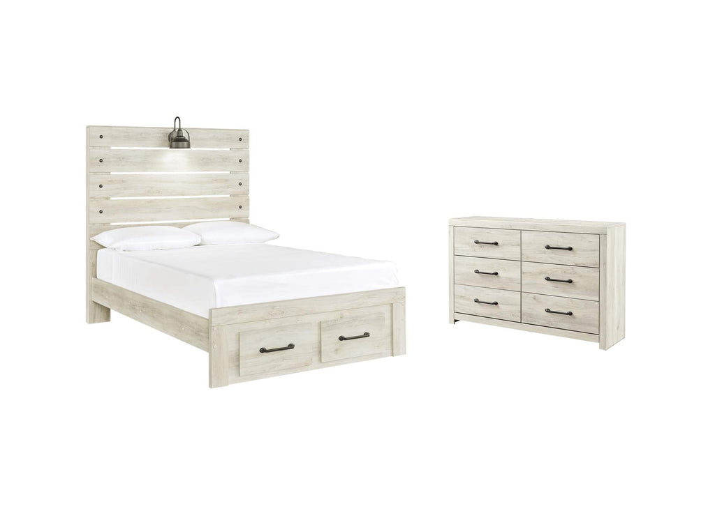 Cambeck Full Panel Bed with 2 Storage Drawers with Dresser