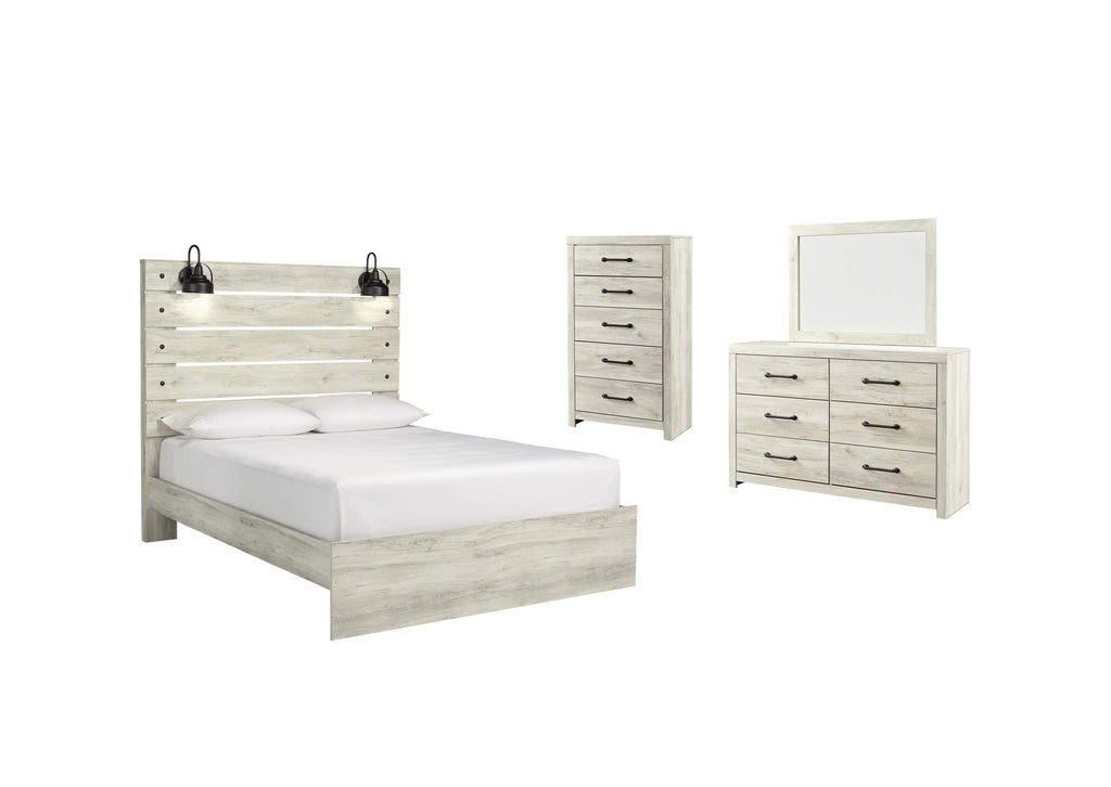 Cambeck Queen Panel Bed with Mirrored Dresser and Chest