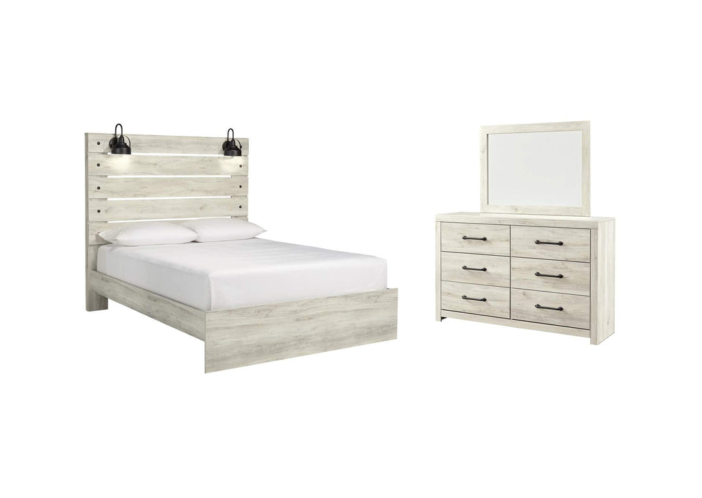 Cambeck Queen Panel Bed with Mirrored Dresser