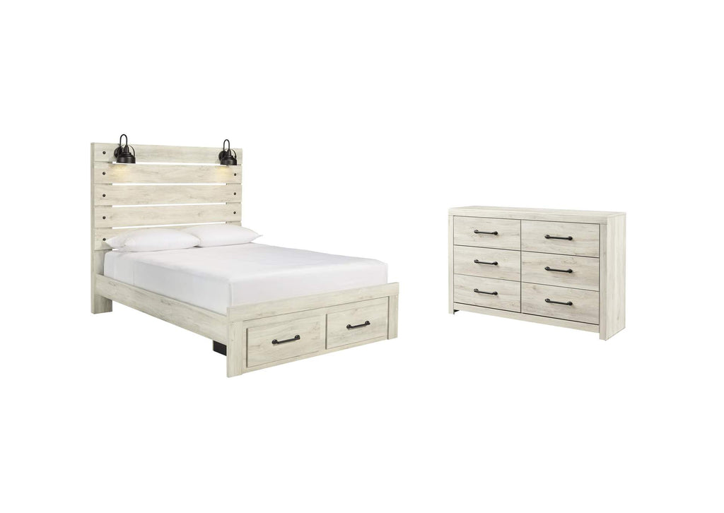 Cambeck Queen Panel Bed with 2 Storage Drawers with Dresser