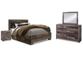 Derekson Queen Panel Bed with 2 Storage Drawers with Mirrored Dresser and 2 Nightstands