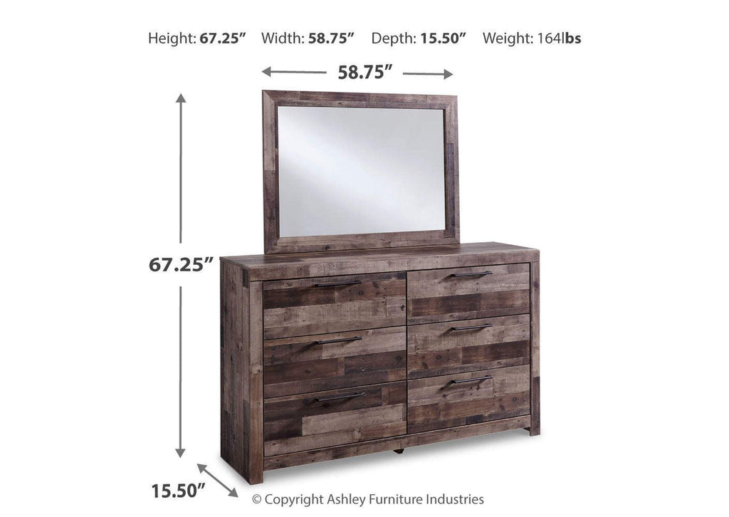 Derekson Queen Panel Bed with Mirrored Dresser and Nightstand dimensions