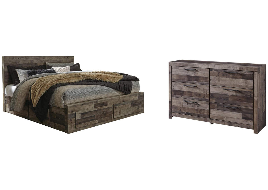 Derekson King Panel Bed with 4 Storage Drawers with Dresser