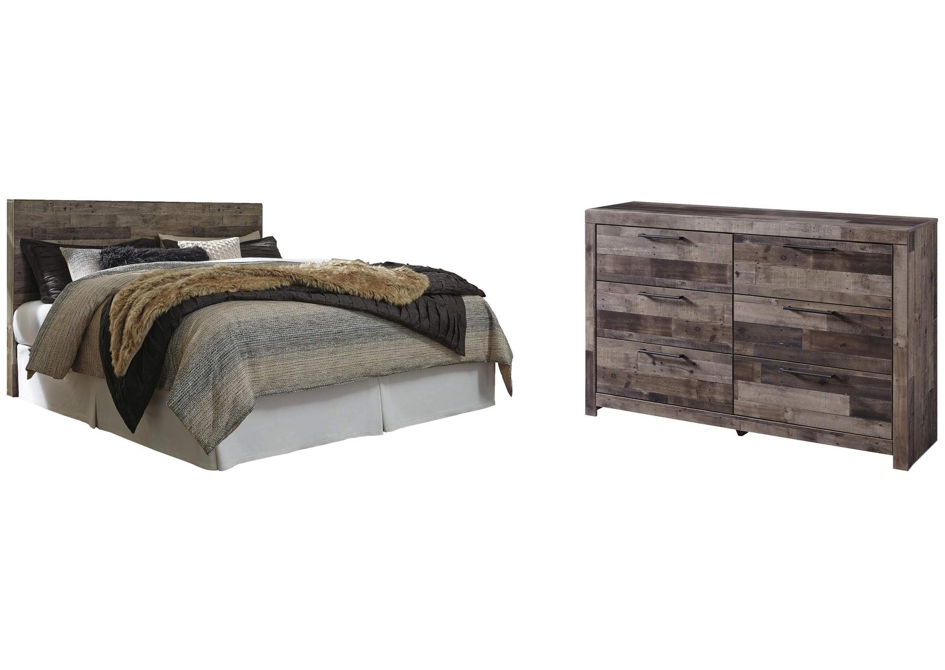 Derekson King Panel Headboard Bed with Dresser