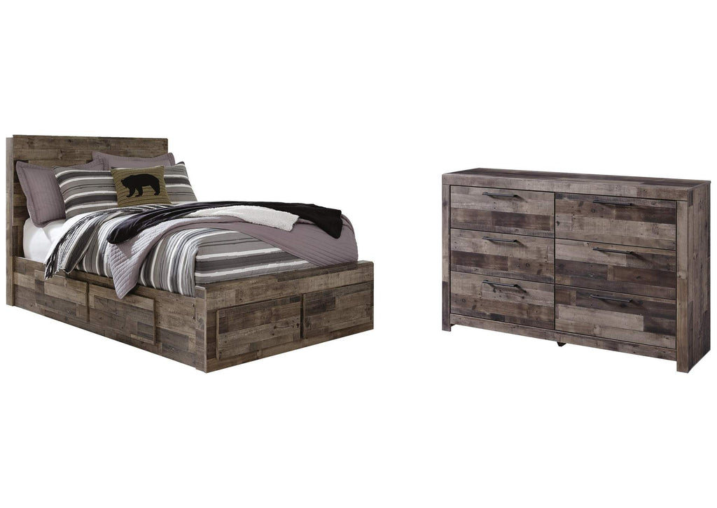Derekson Full Panel Bed with 6 Storage Drawers with Dresser