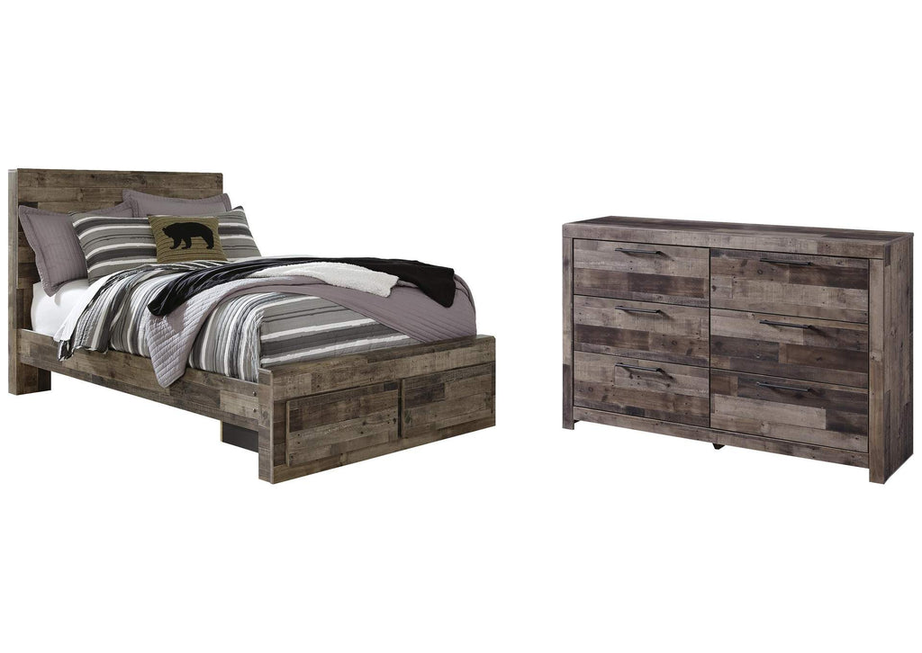 Derekson Full Panel Bed with 2 Storage Drawers with Dresser