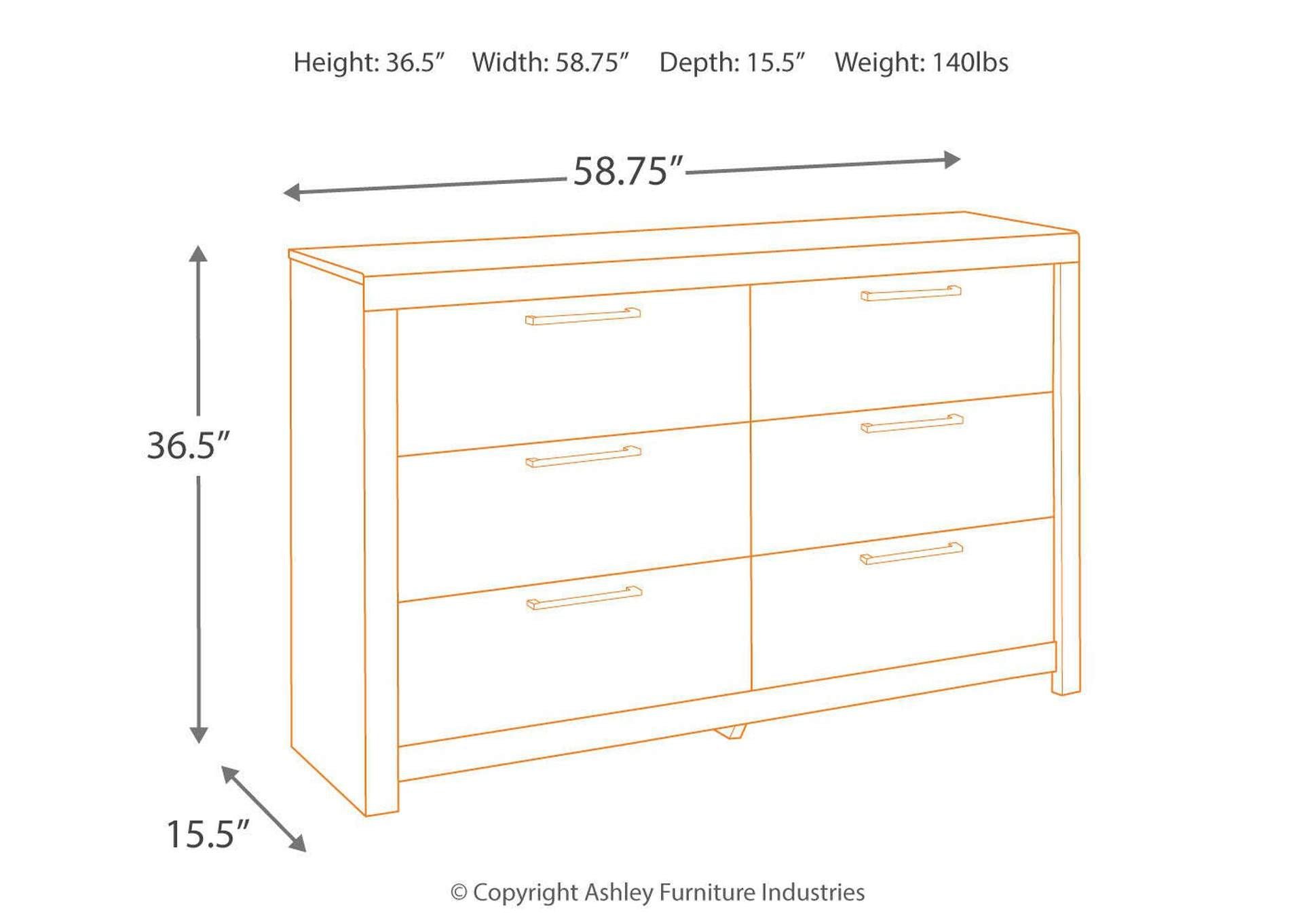 Derekson Full Panel Bed with Dresser dimensions