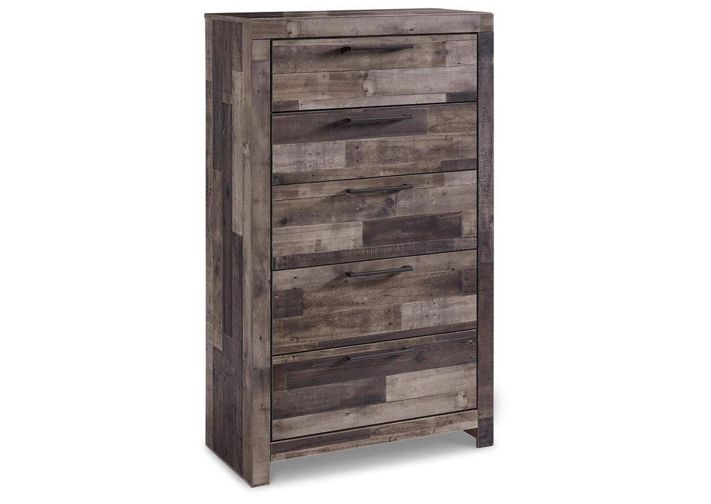 Derekson Full Panel Bed with 6 Storage Drawers with Mirrored Dresser and Chest