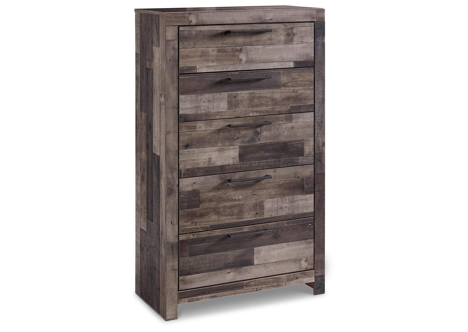Derekson Queen Panel Bed with 4 Storage Drawers with Mirrored Dresser, Chest and Nightstand