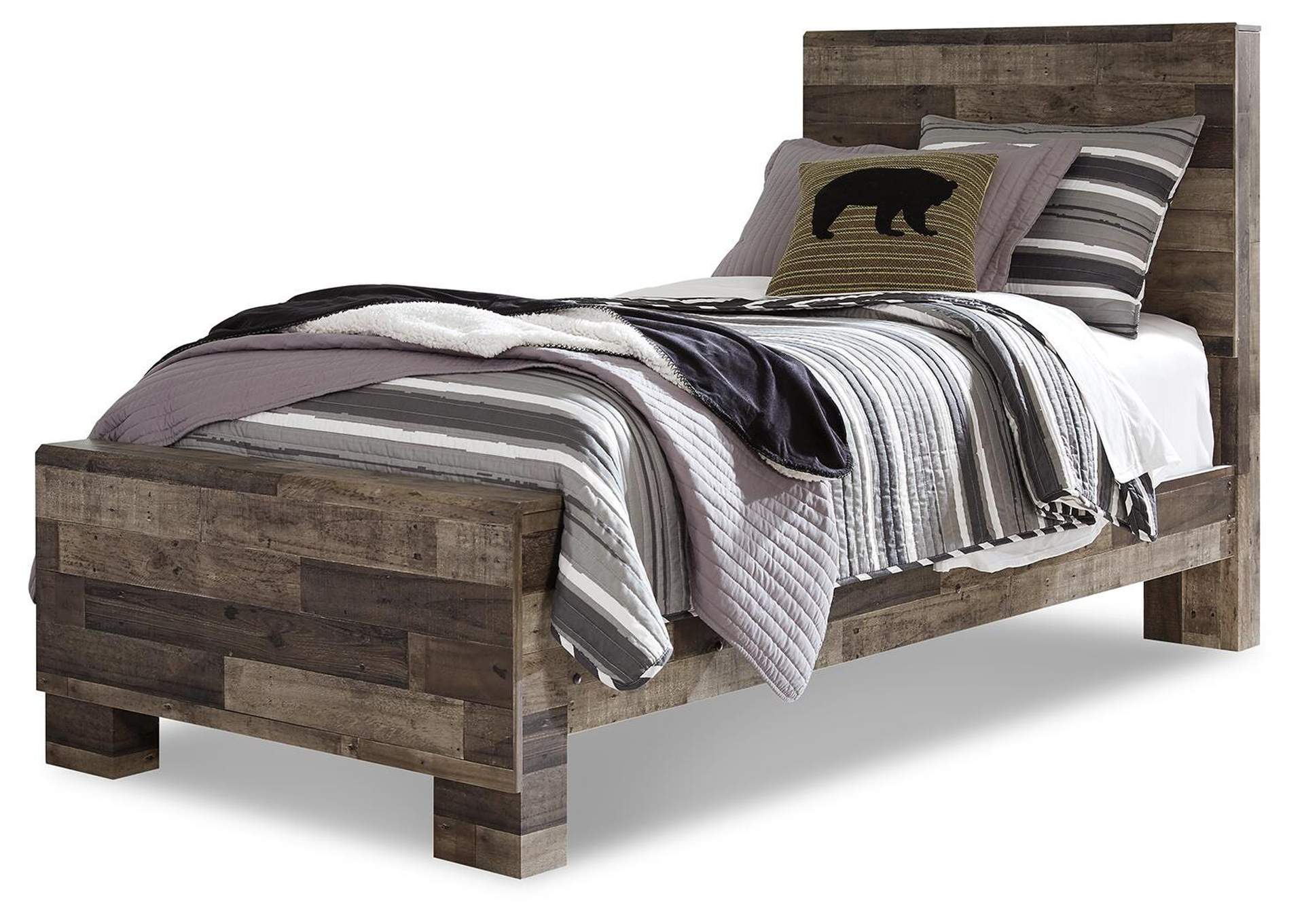 Derekson Twin Panel Bed with Mirrored Dresser and Chest