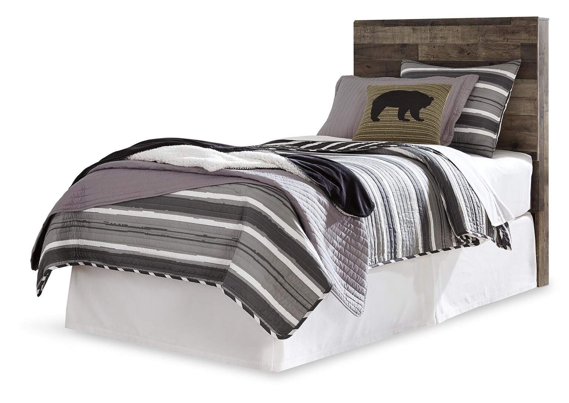 Derekson Twin Panel Headboard Bed with Mirrored Dresser and Chest