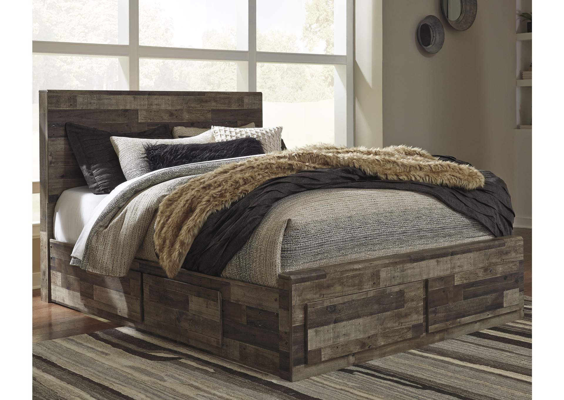 Derekson Queen Panel Bed with 4 Storage Drawers room view