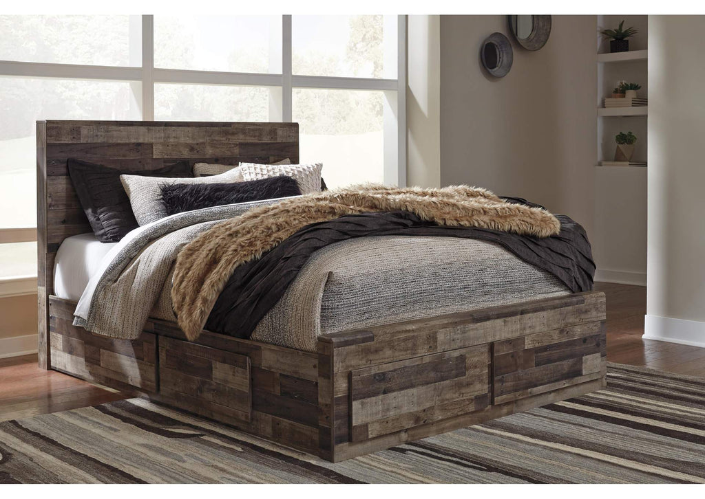 Derekson Queen Panel Bed with 6 Storage Drawers with Dresser
