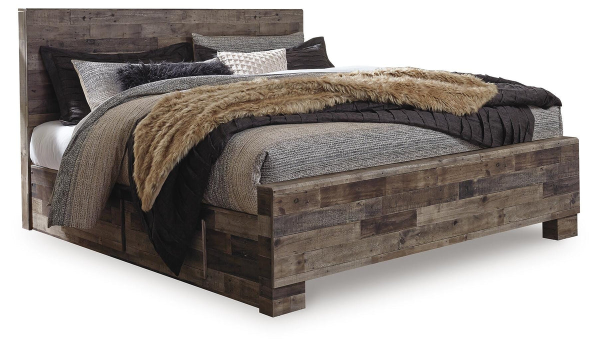 Derekson King Panel Bed with 2 Side Storage in Multi Gray