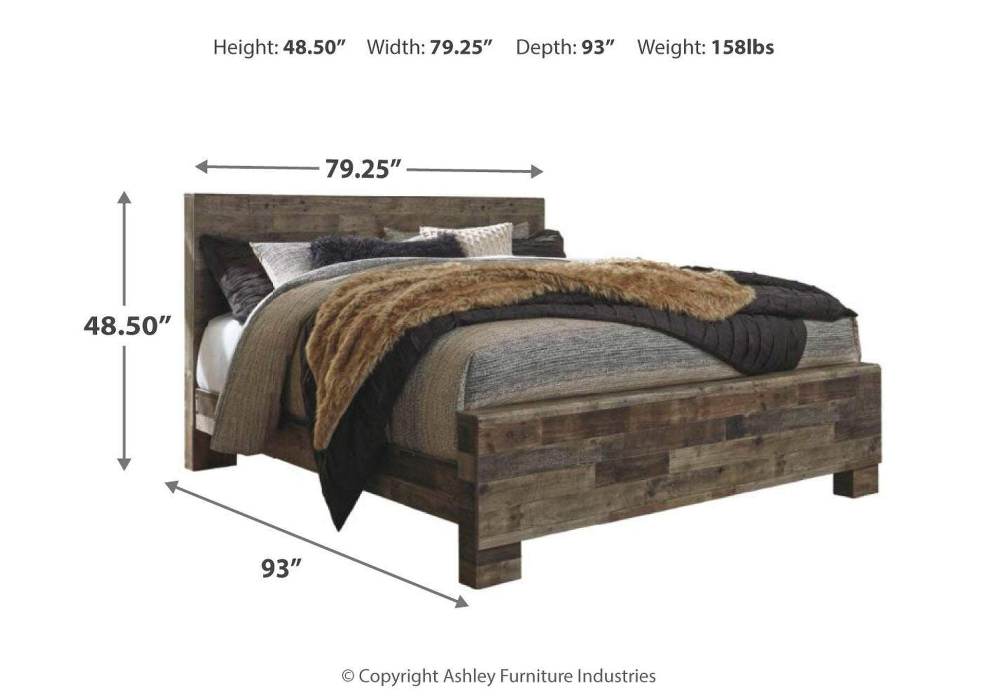 Derekson King Panel Bed with Dresser dimensions