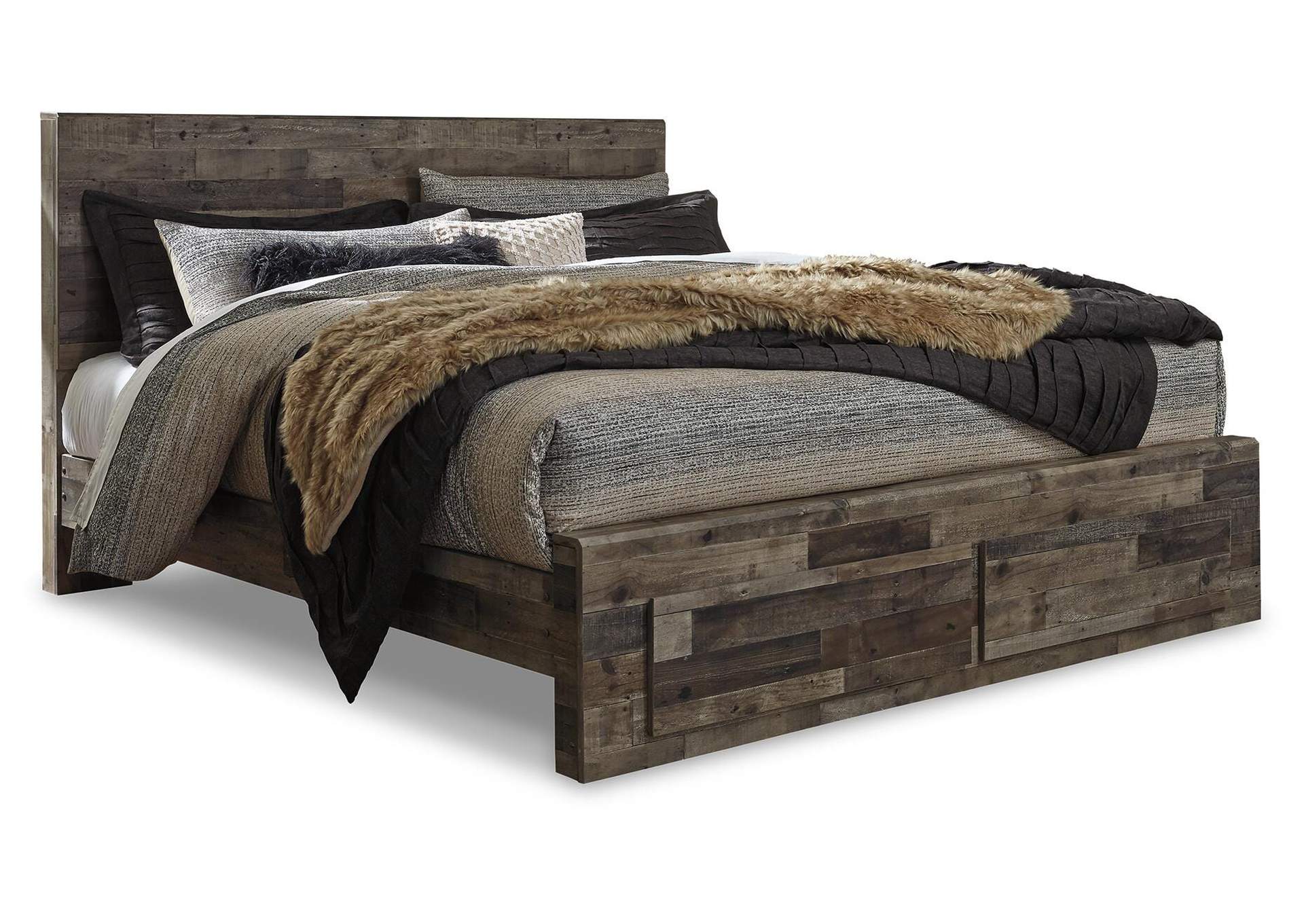 Derekson King Panel Bed with 2 Storage Drawers with Dresser