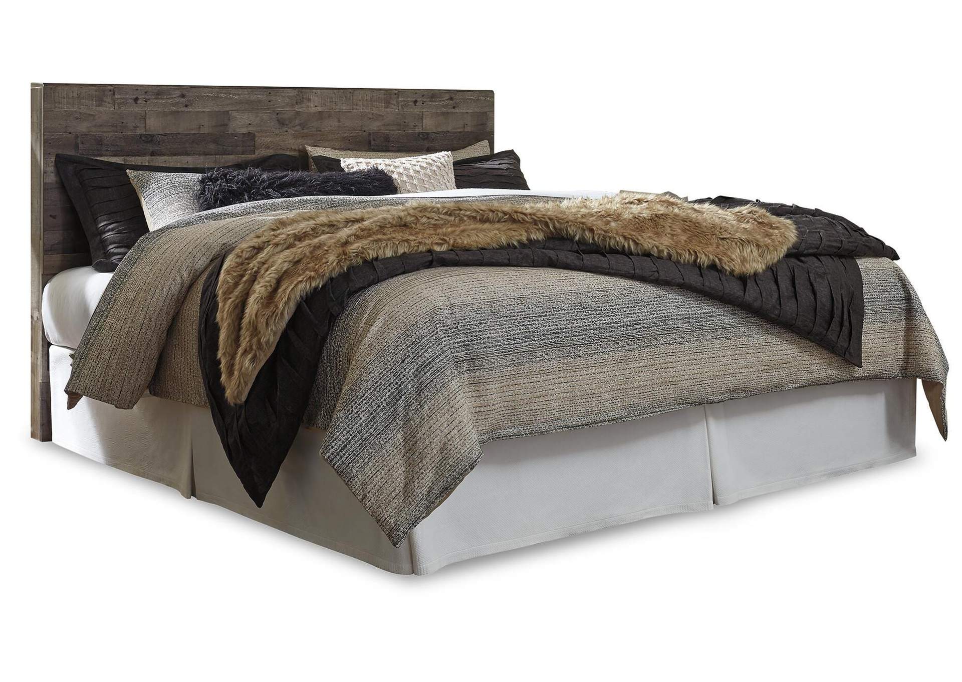 Derekson King Panel Headboard Bed with Mirrored Dresser