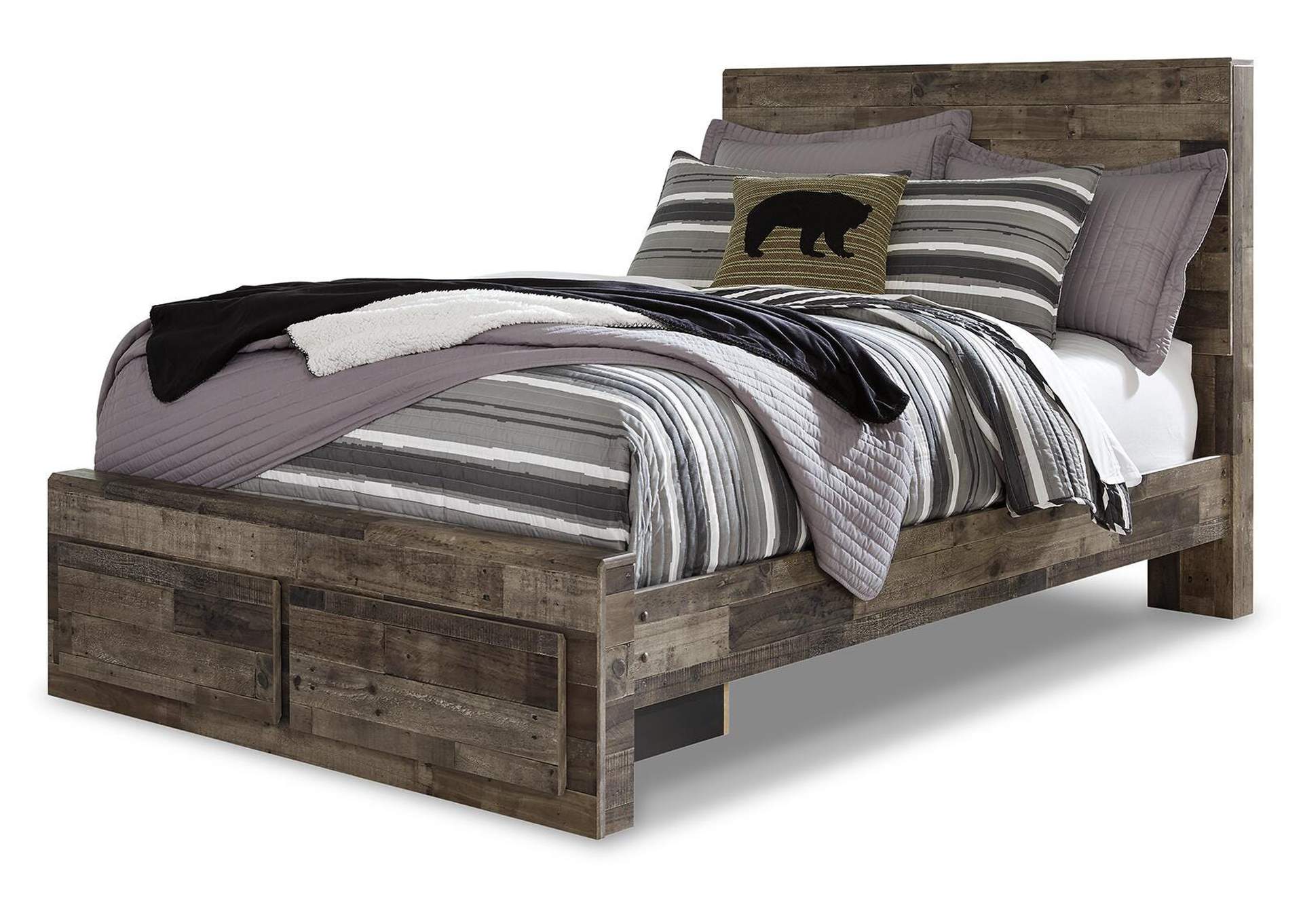 Derekson Full Panel Bed with 2 Storage Drawers with Dresser