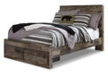 Derekson Full Panel Bed with 2 Storage Drawers with Mirrored Dresser