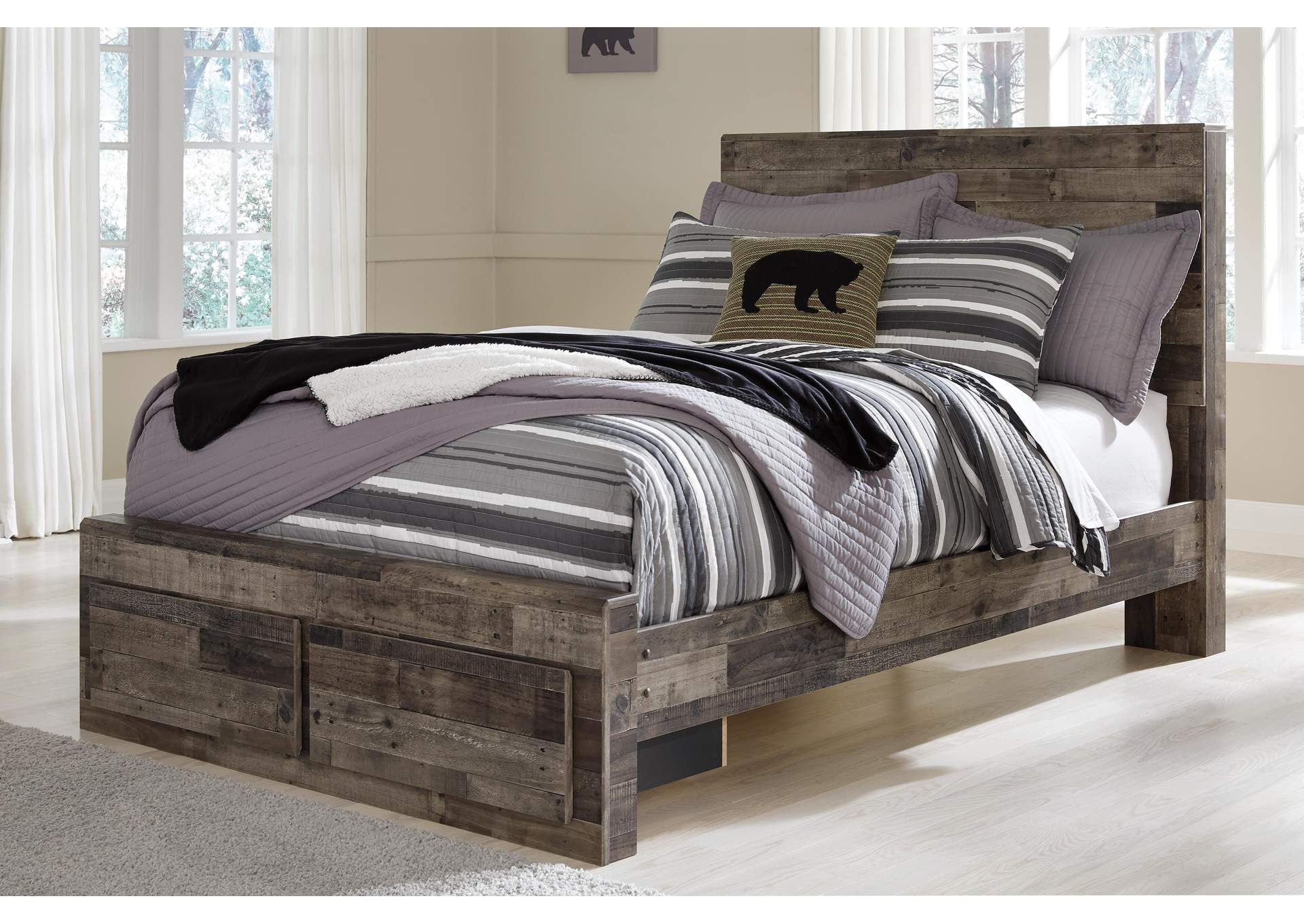 Derekson Full Panel Bed with 2 Storage Drawers