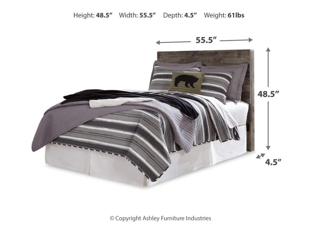 Derekson Full Panel Headboard Bed with Mirrored Dresser and 2 Nightstands dimensions