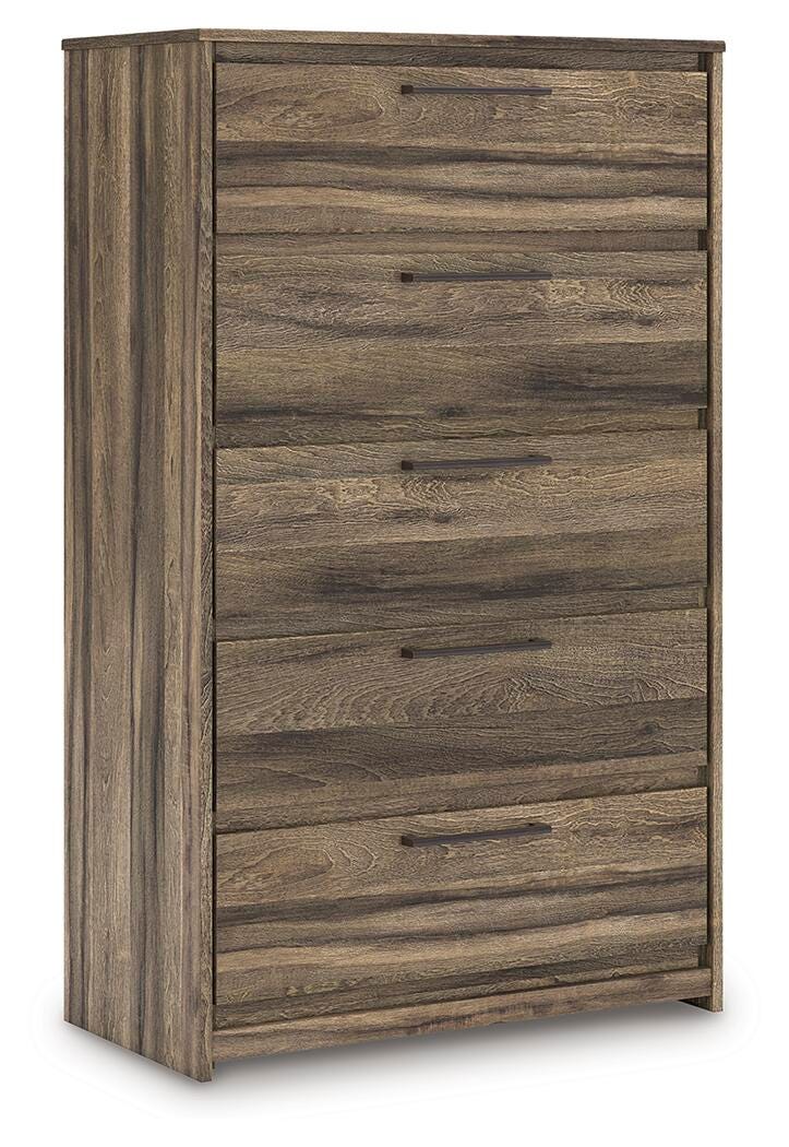 Elbrim Chest of Drawers in Brown, angle view