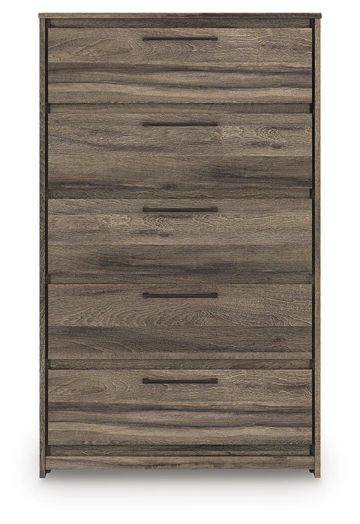 Elbrim Chest of Drawers in Brown, front view