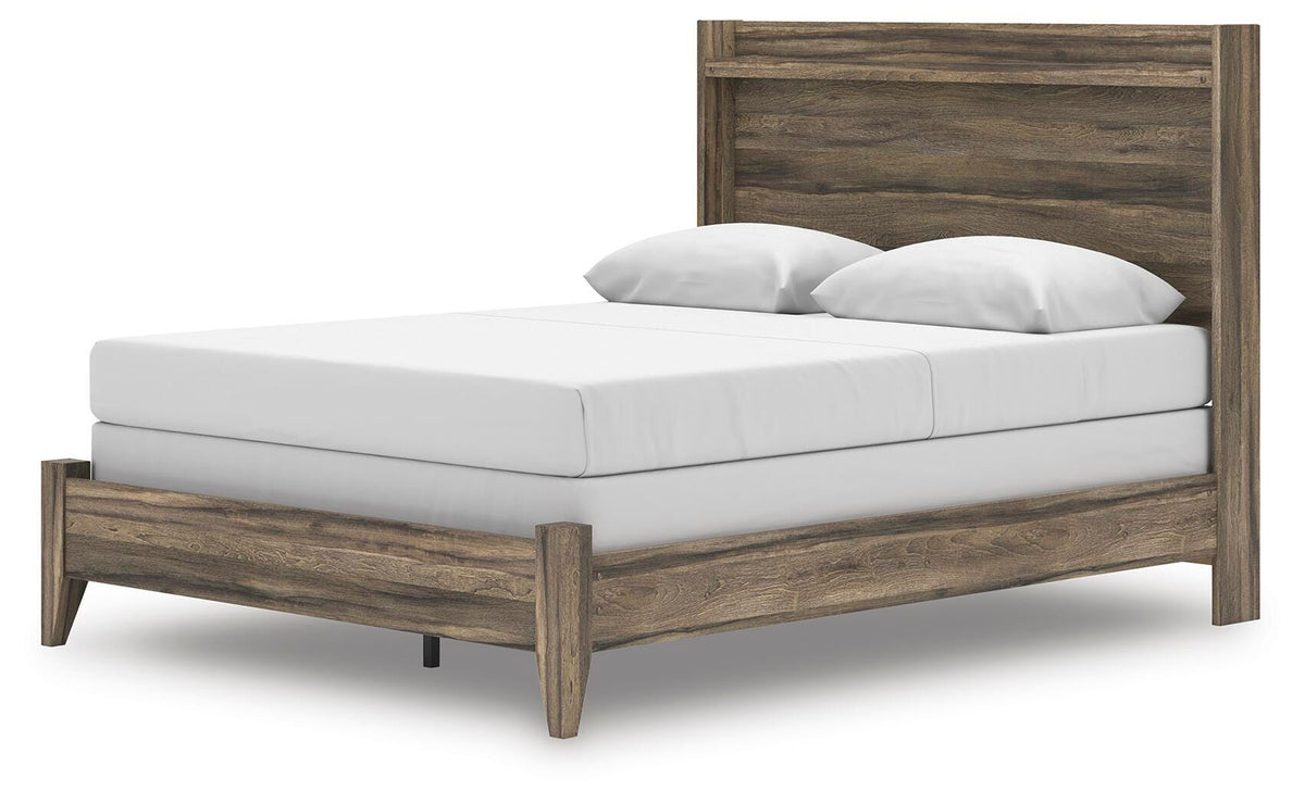 Elbrim Queen Panel Bed in Brown, angle view