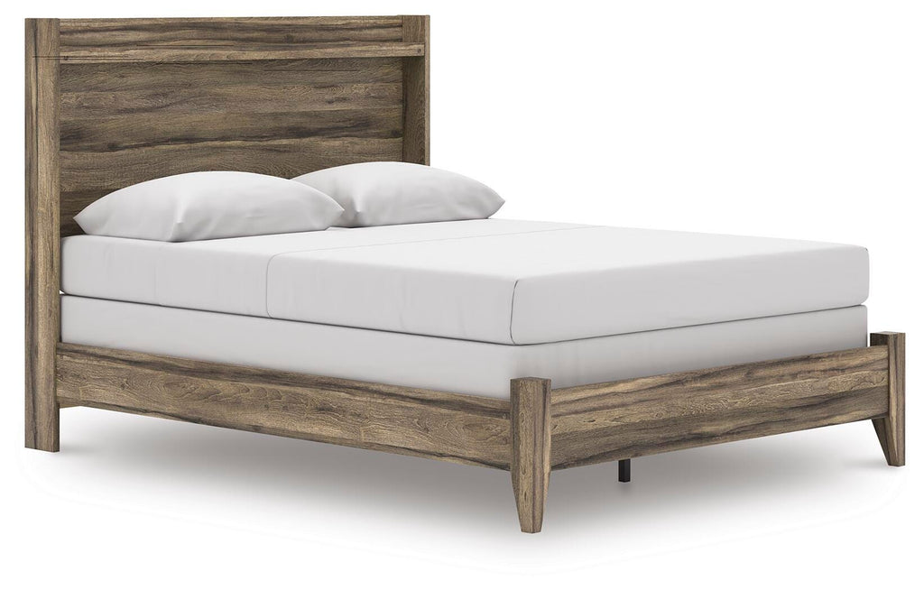 Elbrim Queen Panel Bed in Brown, angle view