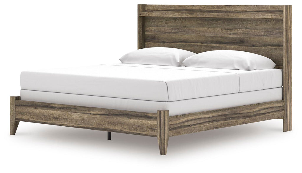 Elbrim King Panel Bed in Brown, angle view