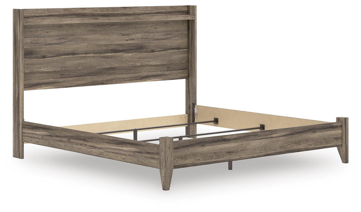 Elbrim King Panel Bed in Brown, angle view