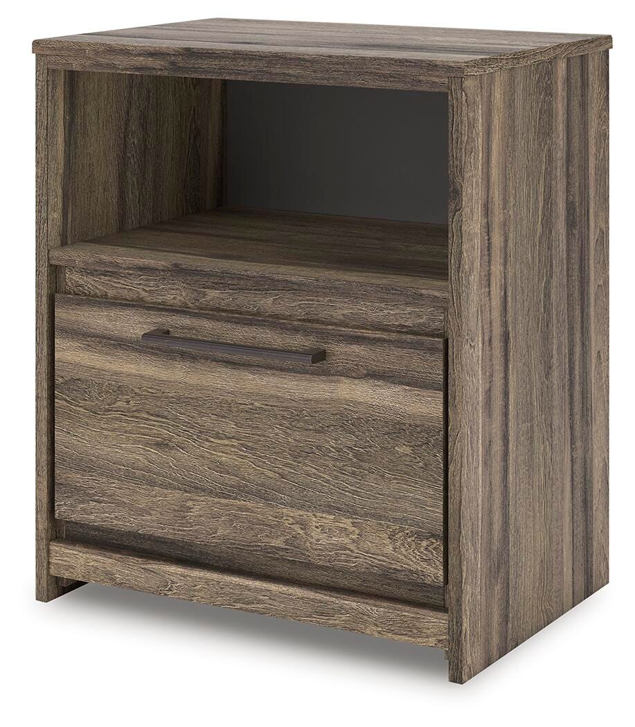 Elbrim Nightstand in Brown, angle view