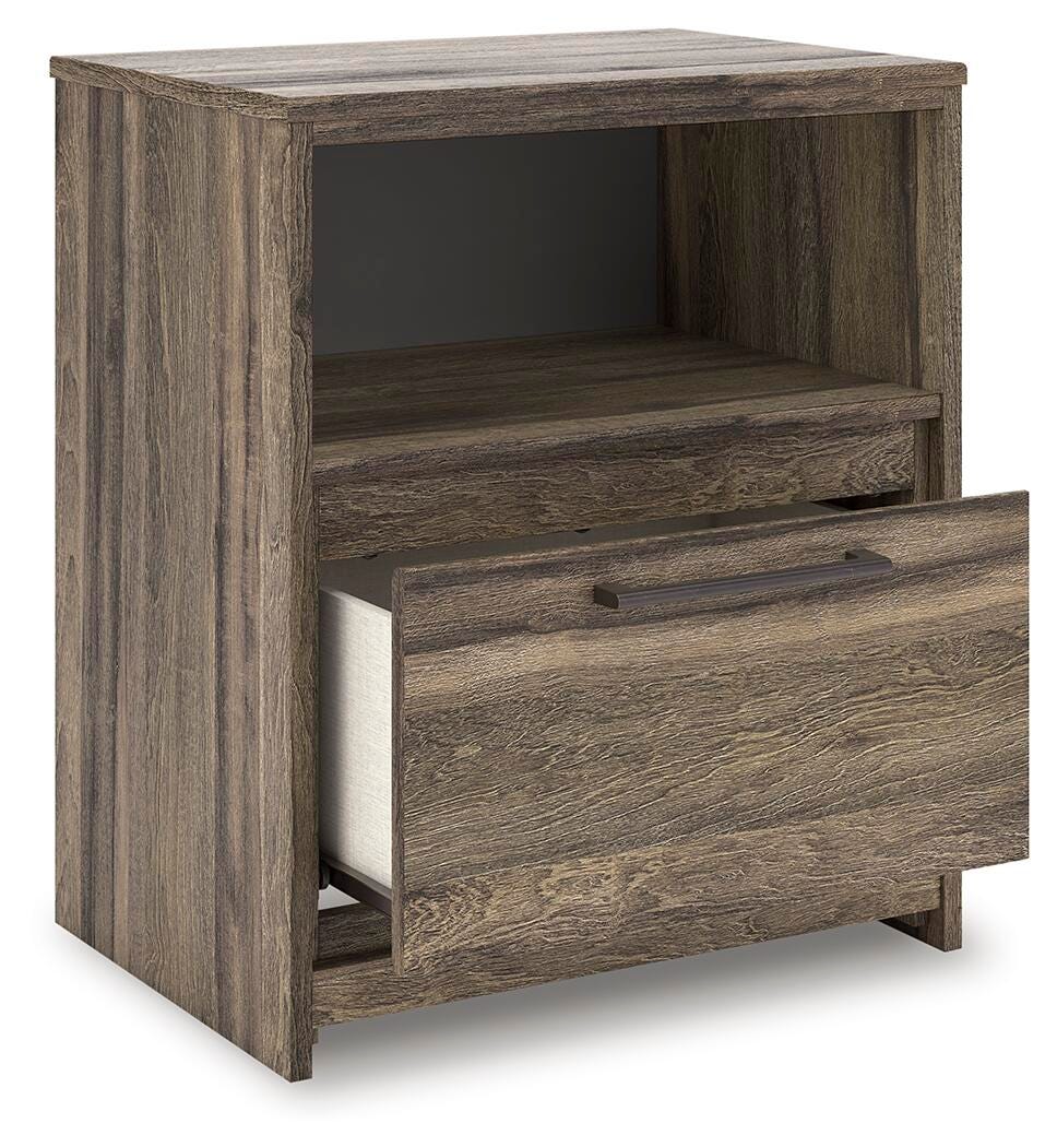 Elbrim Nightstand in Brown, open view