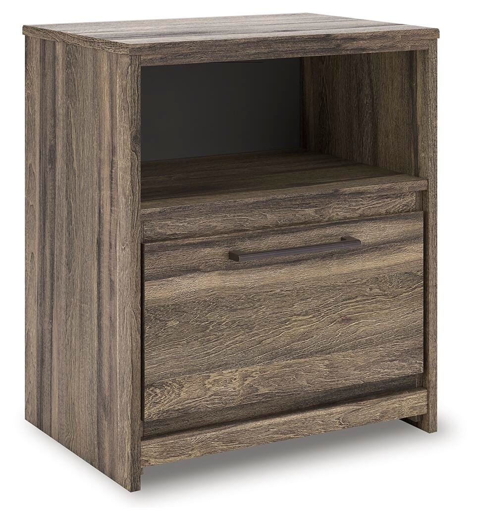 Elbrim Nightstand in Brown, angle view